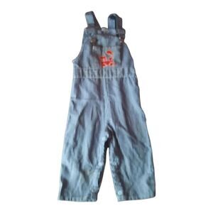 Sears Blue Striped Kids Overalls with Red Train